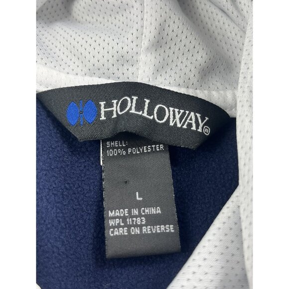 Michigan Wolverine Hoodie Men Large Blue Sweatshirt Holloway Dry Excel Spell out - Picture 3 of 11